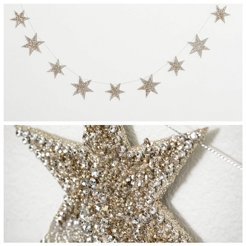 Silver & Gold Glittered Star Garland  - Event Rentals - Silver-Gold star garland